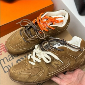 Miu Miu Brown Suede Sneakers with Orange